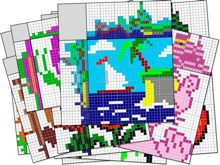 Color and black and white Japanese crosswords on.